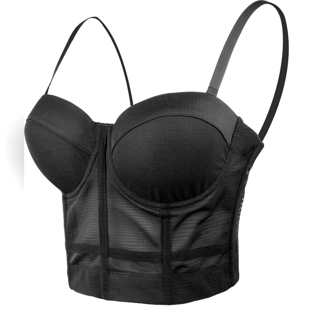 Women's Mesh Bustier Crop Top Push Up Corset Tops Bra